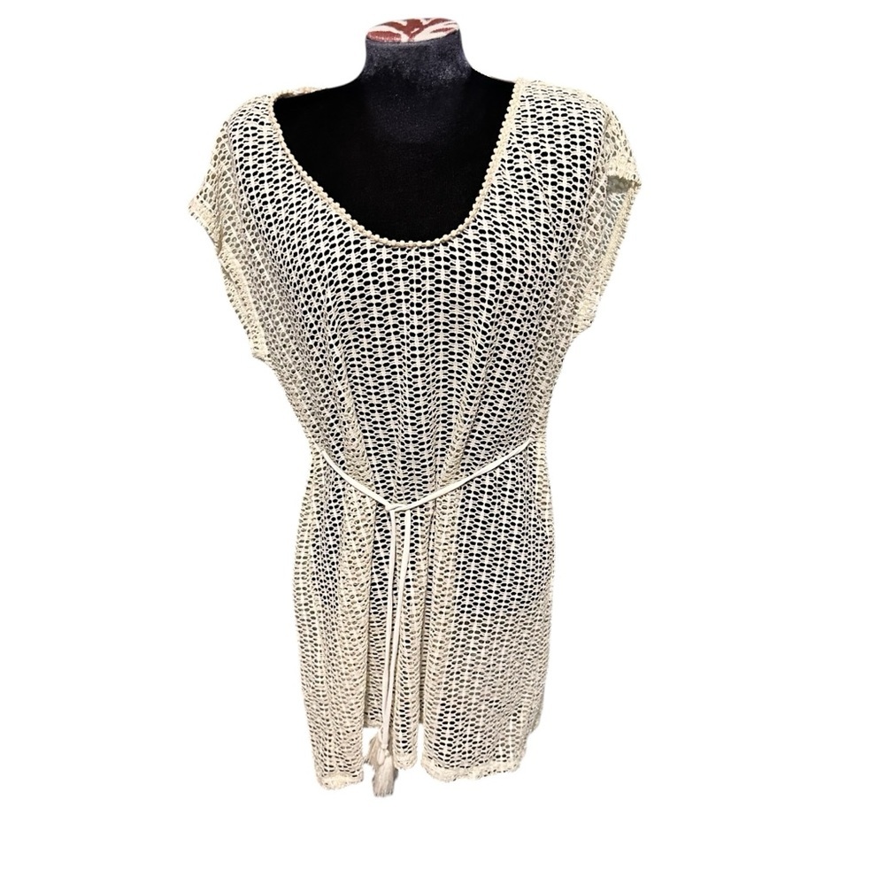 Isabella Rose Women’s Swim Sheer Metallic Gold & Cream Cover Up Size M/LG
